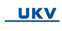 Logo der UKV in blauen Buchstaben auf weißem Hintergrund.
